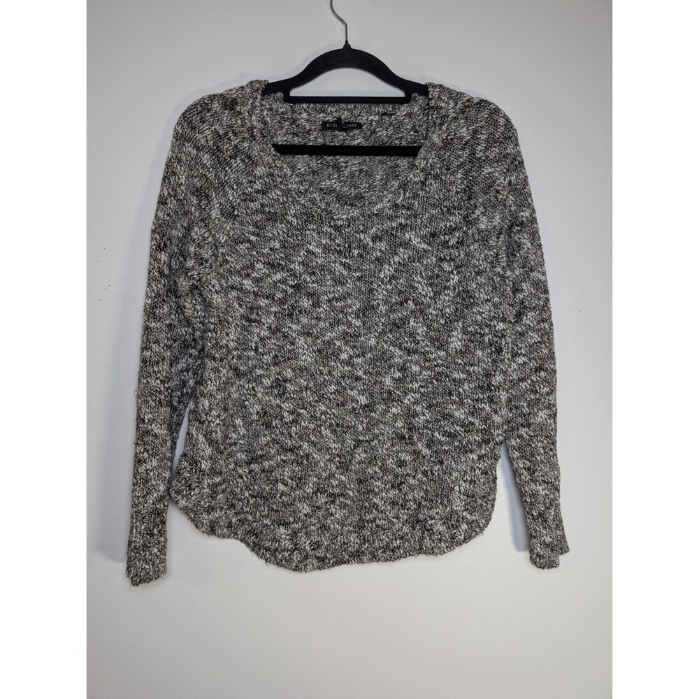 Eileen Fisher XS B&W Marled Knit Linen Blend Pullover Long Sleeve Sweater Cozy - Picture 2 of 5